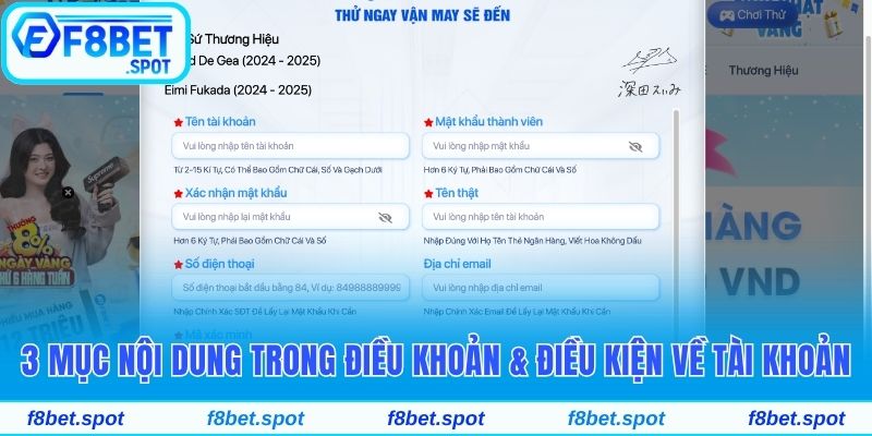 3 mục nội dung trong điều khoản & điều kiện về tài khoản