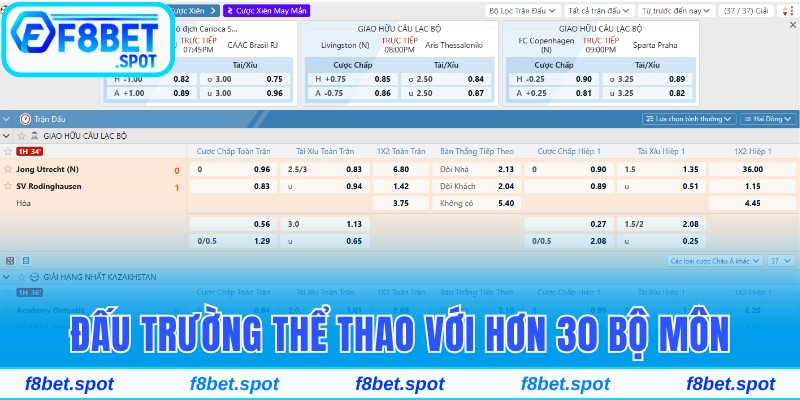 Sàn Cược Saba Sports F8bet Đỉnh Cao Kèo Thơm Mỗi Ngày 3 Đấu trường thể thao kịch tính với hơn 30 bộ môn