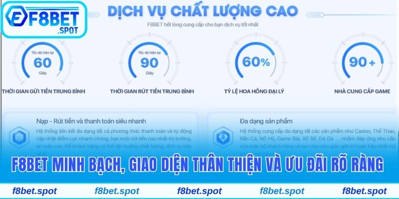 F8bet minh bạch, giao diện thân thiện và ưu đãi rõ ràng cho người mới