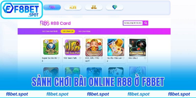 Sảnh chơi bài online R88 ở F8bet
